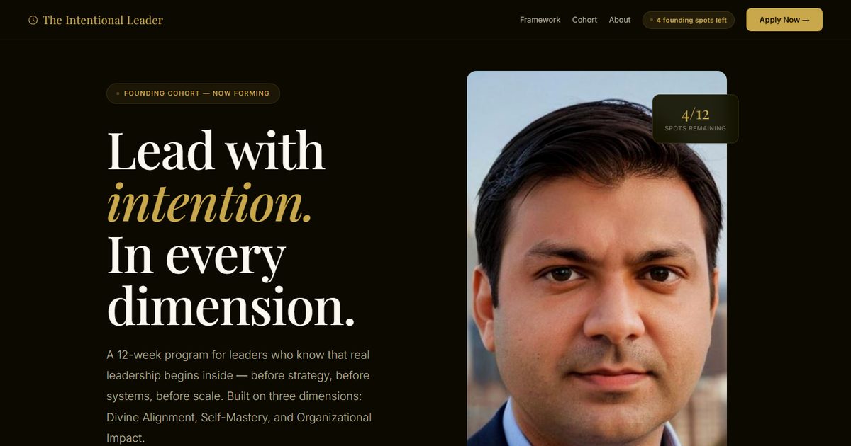 معاينة رابط The Intentional Leader كما تظهر عند المشاركة على LinkedIn أو واتساب
